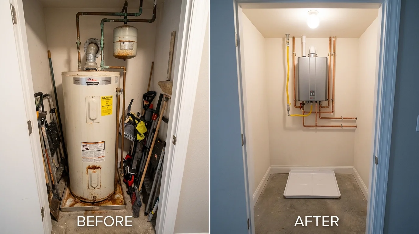 Tank water heater versus wall-mounted tankless unit comparison for Sunland, CA homeowners